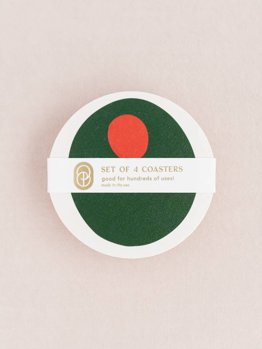 Sous-verres One &amp; Only Paper - Pimento Olive | Lot de quatre