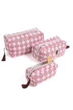 Striped Circles Blockprint Makeup Bag – Burgundy & Pink Small-Inner Child