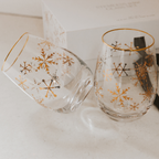 Sweet Water Decor -Snowflakes Stemless Wine Glasses, Boxed Set of 2