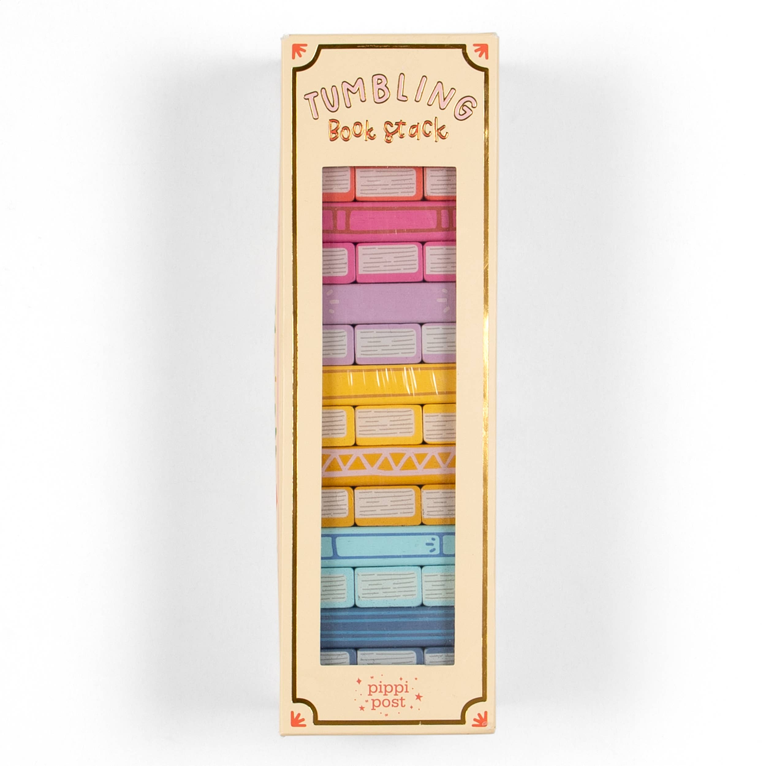 Pippi Post - Tumbling Book Stack - Wooden Block Stacking & Balance Game