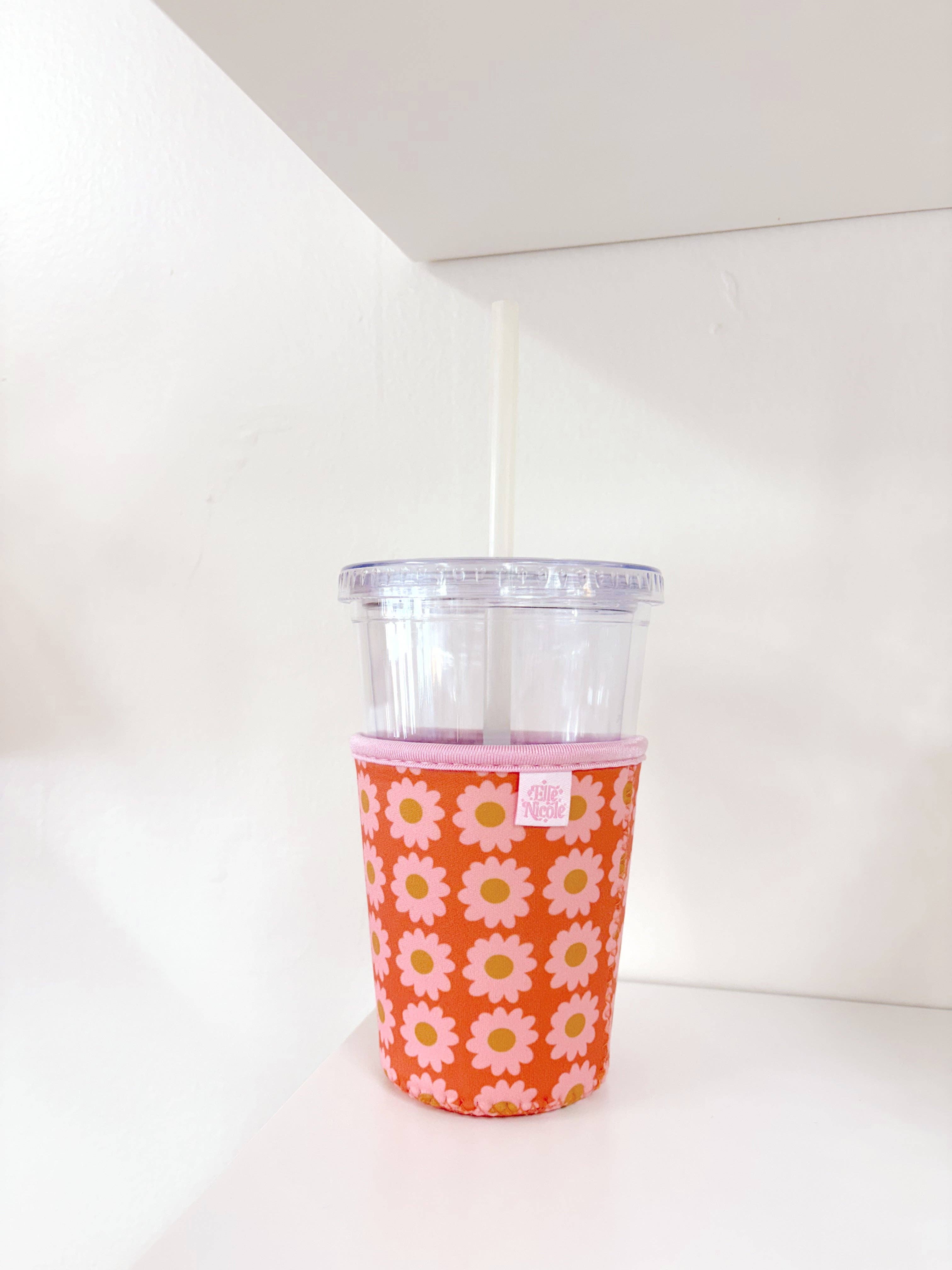 Elle Nicole - Coffee Cup Cover - Boho Florals - Iced Drink Sleeve - Large / 24oz