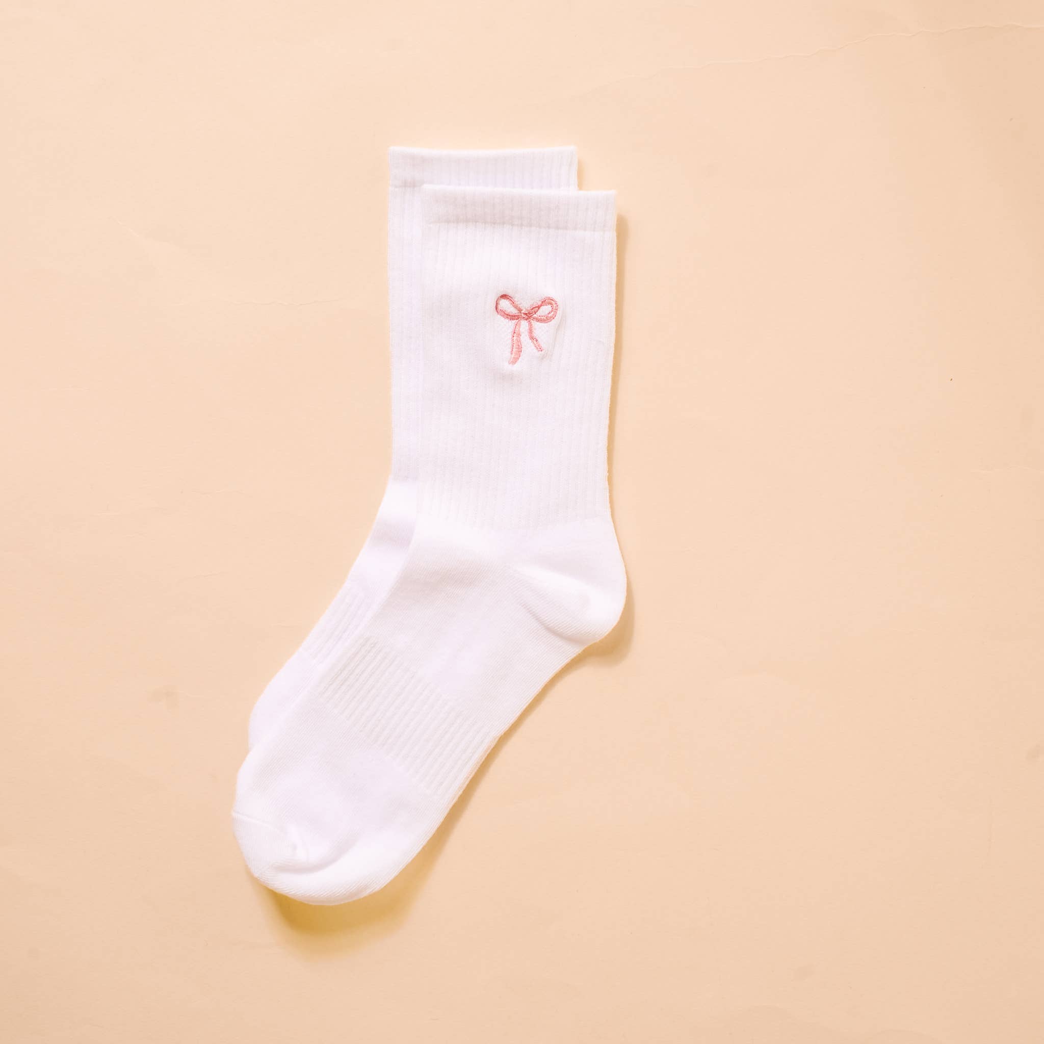 The Darling Effect - Embroidered Crew Socks-Pink Bow