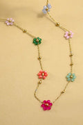 JOSSLYN by wall to wall - Multi Colored Beaded Flower Necklace