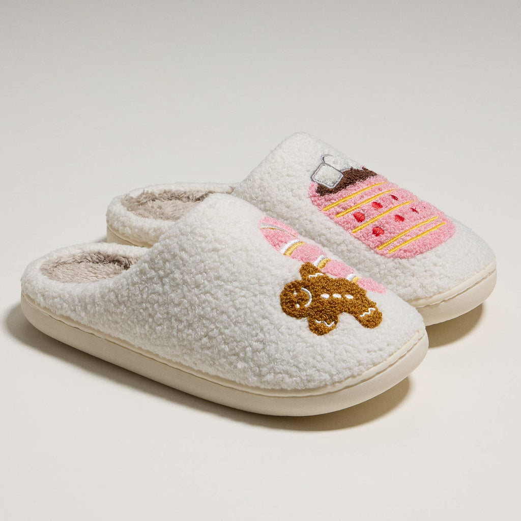 Gingerbread Man & Hot Chocolate Fuzzy Slippers for Christmas Gift: Multi / Large / 4DL98011 by Frem