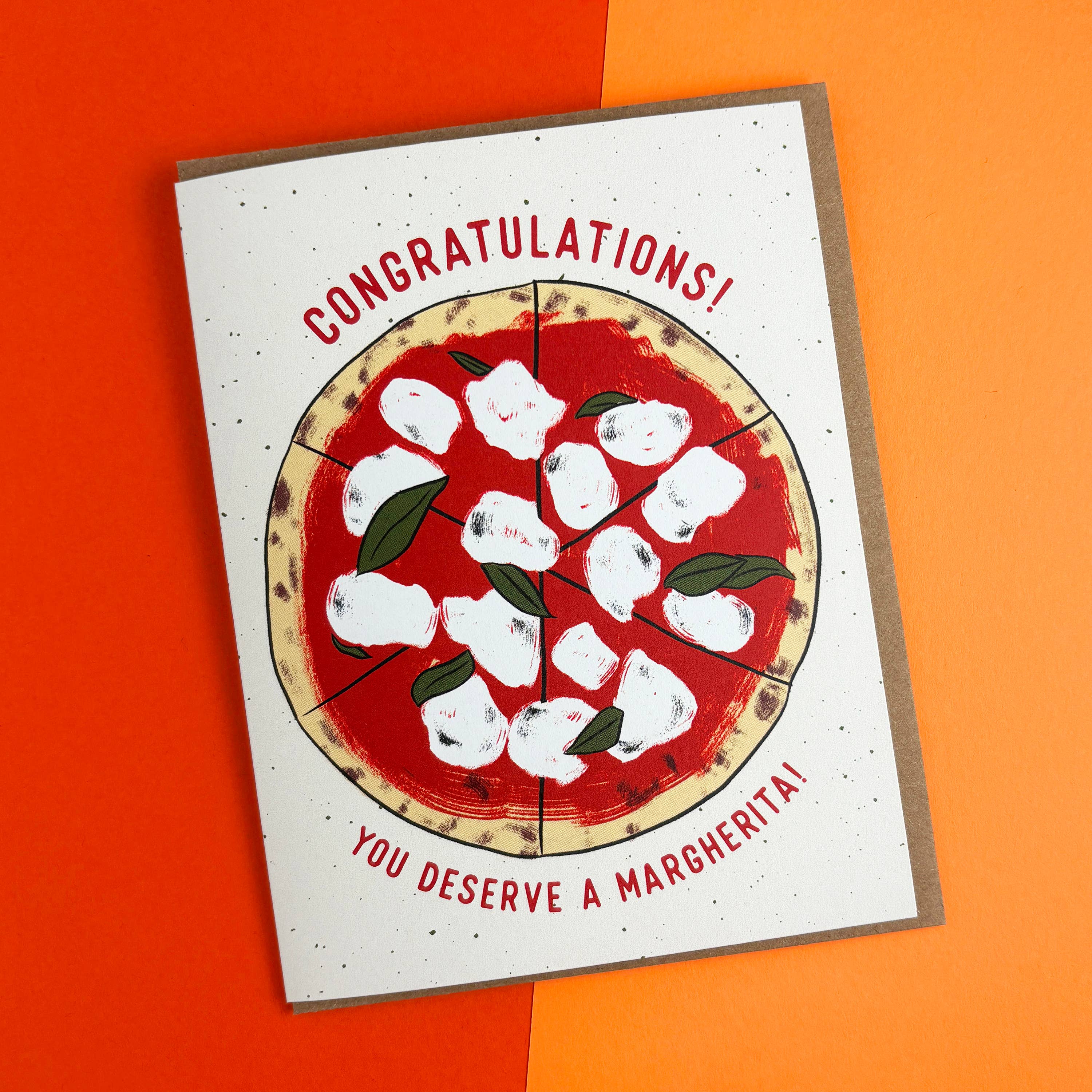 Boss Dotty Paper Co. - Tarjeta de felicitación de pizza margarita