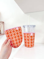Elle Nicole - Coffee Cup Cover - Boho Florals - Iced Drink Sleeve - Large / 24oz