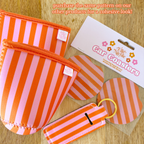 Elle Nicole - Coffee Cup Cover - Pink & Orange Stripes - Iced Drink Sleeve - Large / 24oz