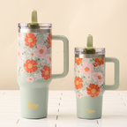 The Darling Effect - 40 oz Lifestyle Flip Straw Tumbler-Bouquet Beauty Sage