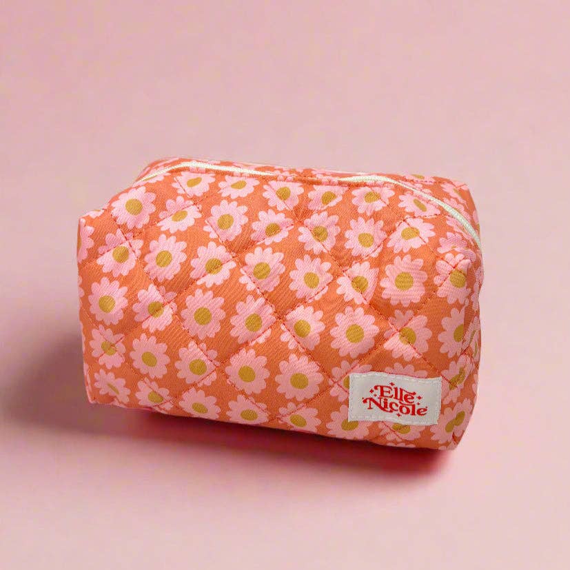 Elle Nicole - Quilted Cosmetic / Pencil Bag - Boho Daisy