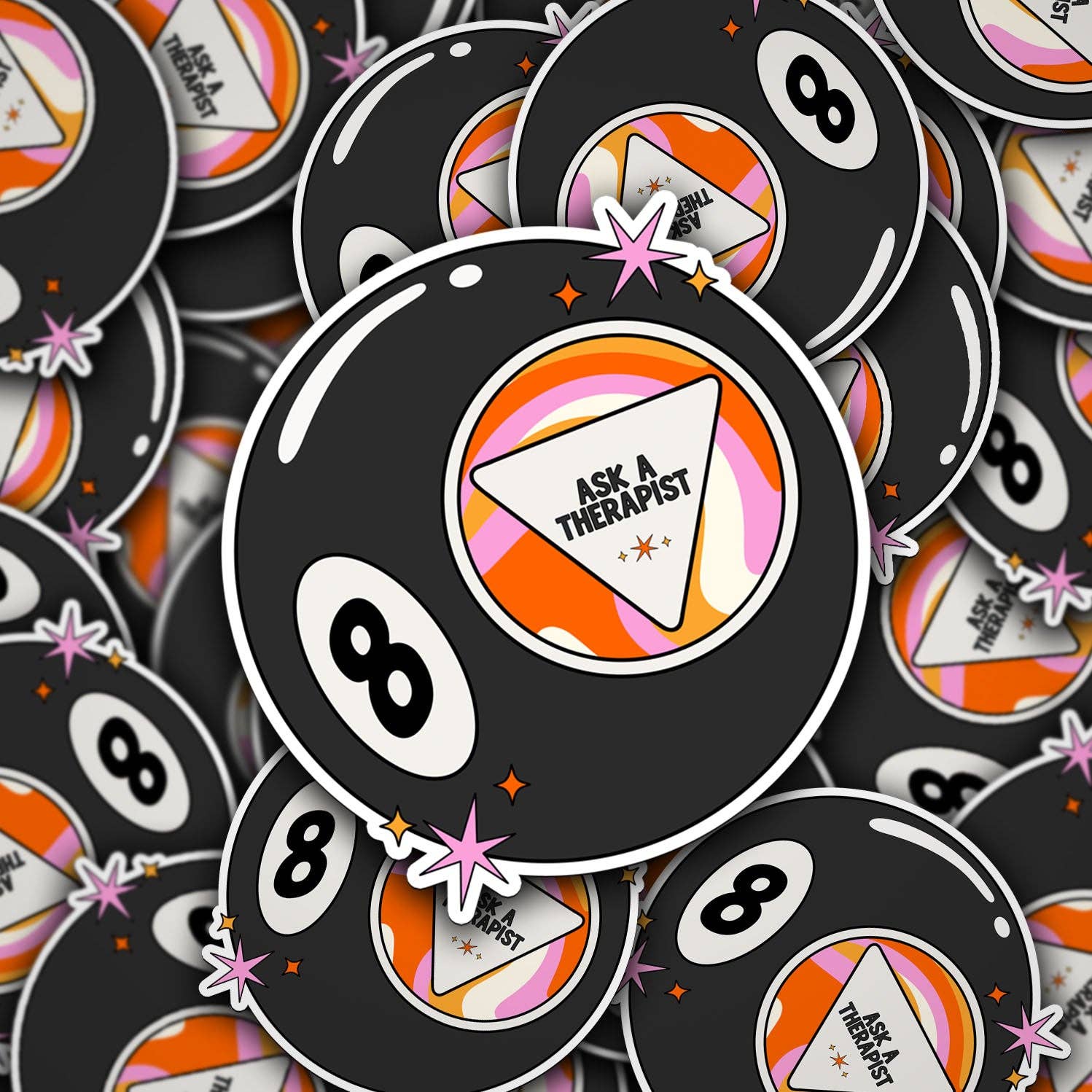 Sonny Rising - Vinyl Decal Magic 8 Ball Ask A Therapist