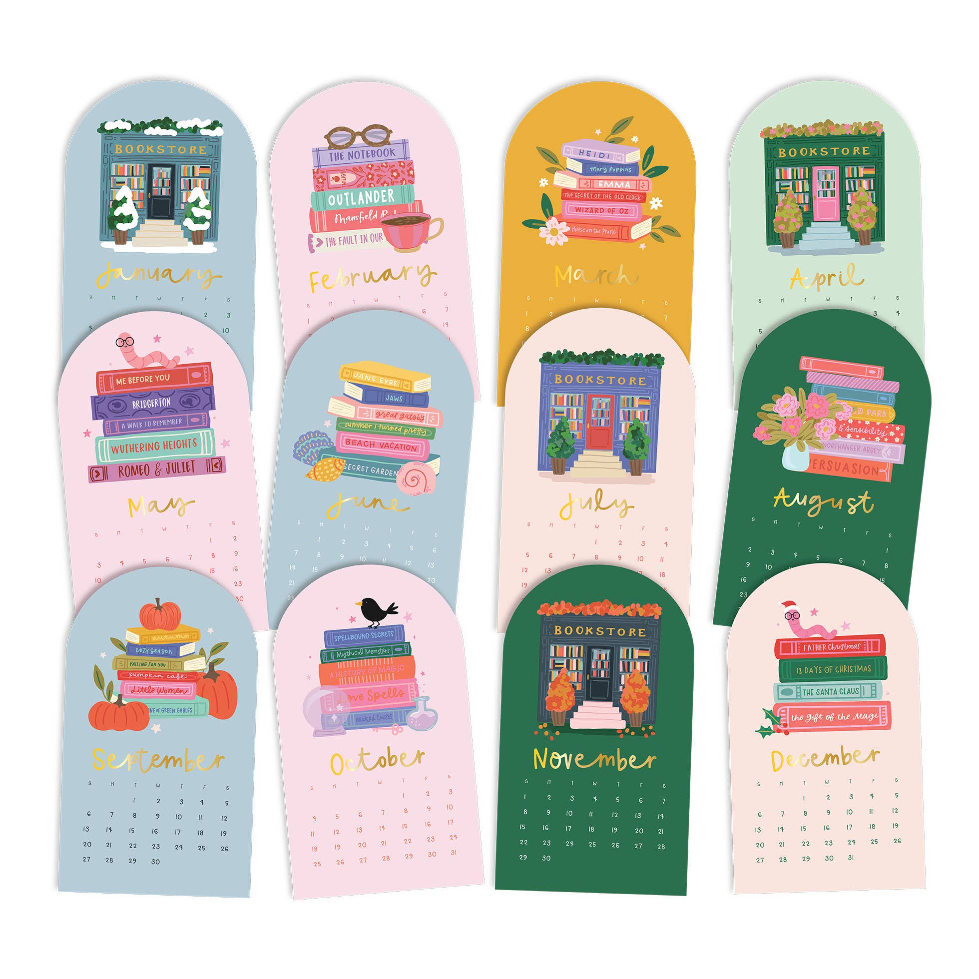 Pippi Post - Book Lover's 2026 Mini Desk Calendar