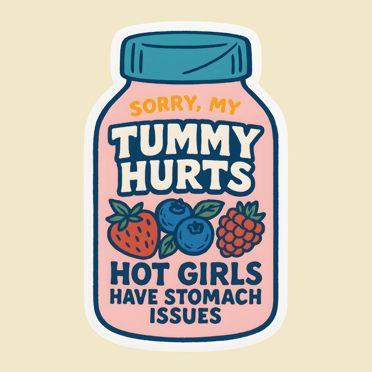 Sorry My Tummy Hurts funny relatable vinyl sticker - image 2