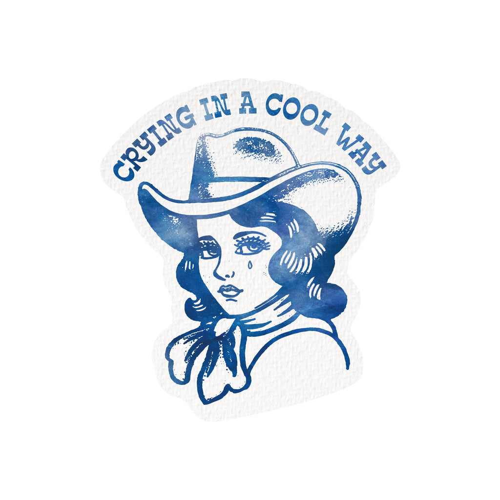 Juju and Moxie - Crying Cowgirl Retro Western High Quality Vinyl Sticker