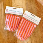 Elle Nicole - Coffee Cup Cover - Pink & Orange Stripes - Iced Drink Sleeve - Large / 24oz