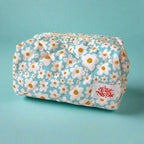 Elle Nicole - Quilted Cosmetic / Pencil Bag - Blue Daisy