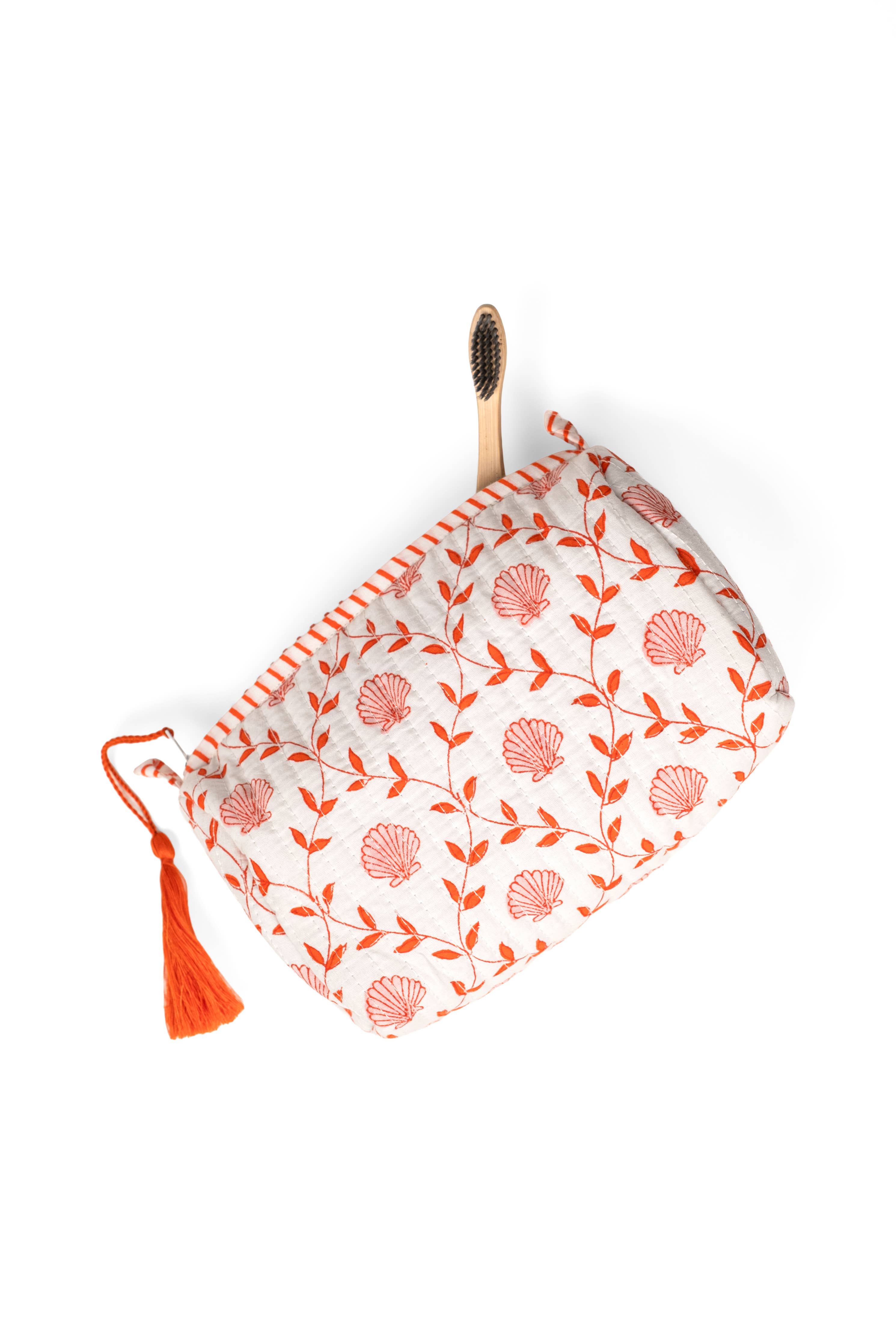 Seashell Blockprint Makeup Bag – Pink Small-Inner Child