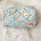 Elle Nicole - Quilted Cosmetic / Pencil Bag - Blue Daisy
