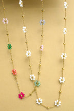 JOSSLYN by wall to wall - Multi Colored Beaded Flower Necklace