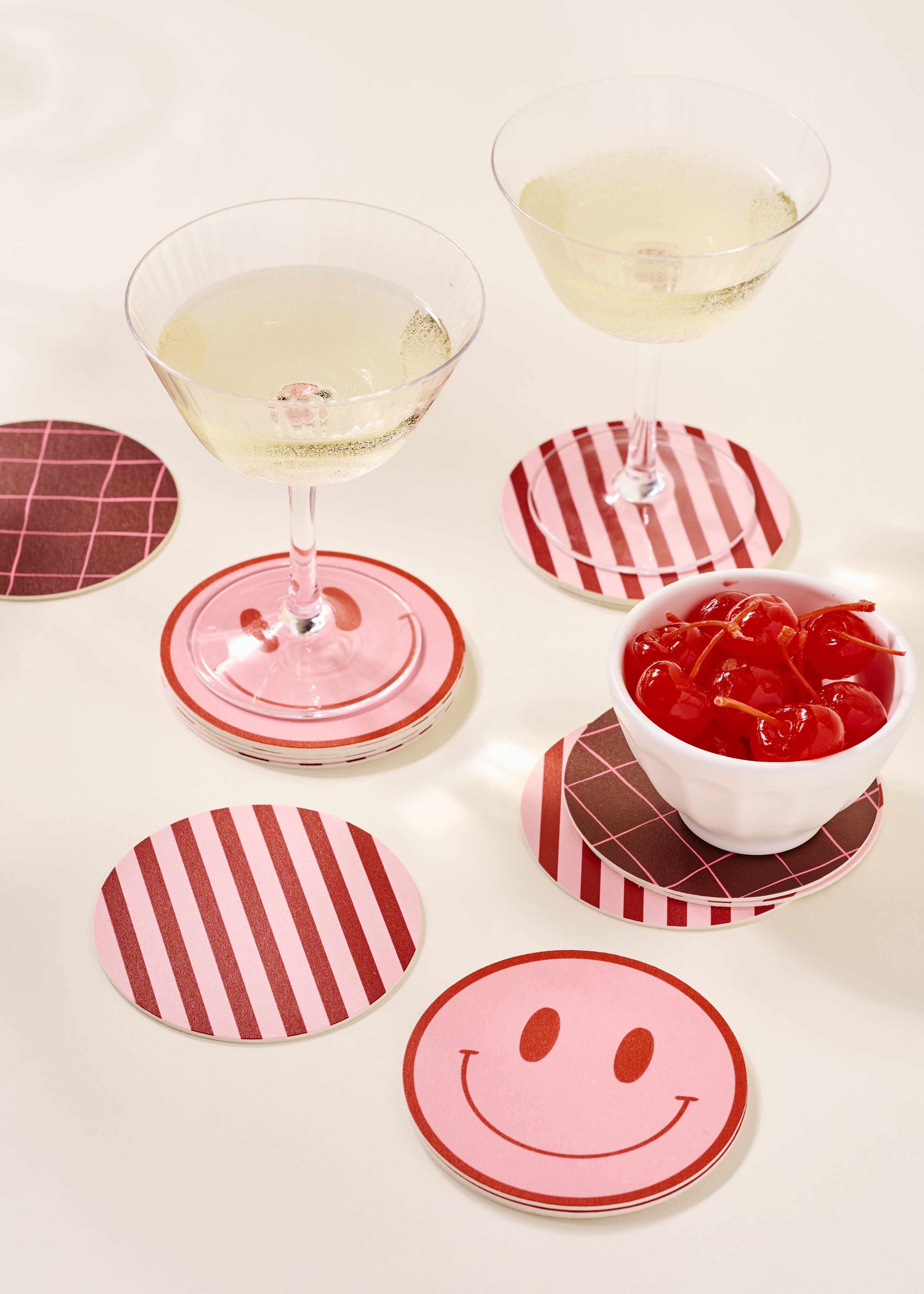 Sous-verres One &amp; Only Paper - Sourire Pêche et Tomate - Lot de quatre