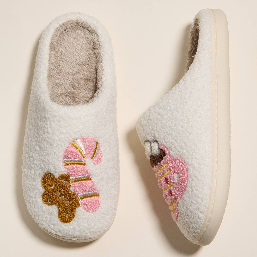 Gingerbread Man & Hot Chocolate Fuzzy Slippers for Christmas Gift: Multi / Large / 4DL98011 by Frem