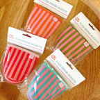 Elle Nicole - Coffee Cup Cover - Pink & Orange Stripes - Iced Drink Sleeve - Large / 24oz