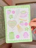 Hanstan Studio - Matcha 5x7 Junk Journaling Sticker Sheet  