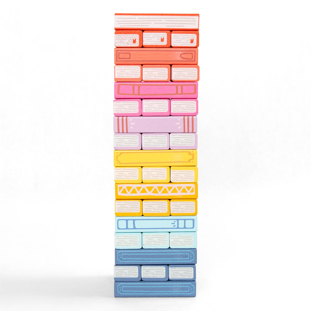 Pippi Post - Tumbling Book Stack - Wooden Block Stacking & Balance Game