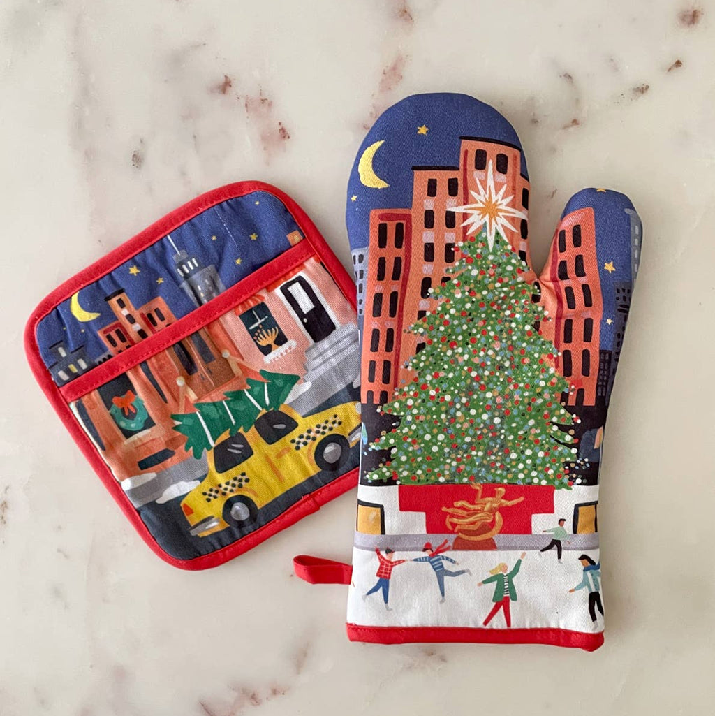Rockefeller Cotton Oven Mitt + Pot Holder Set by Idlewild Co.