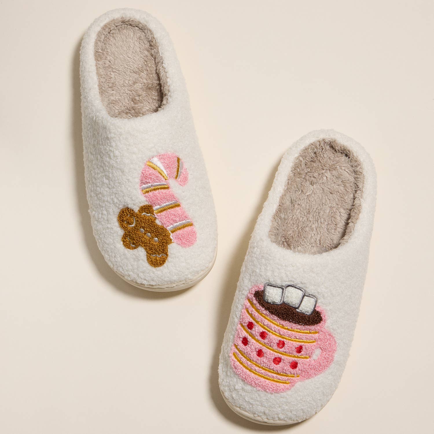 Gingerbread Man & Hot Chocolate Fuzzy Slippers for Christmas Gift: Multi / Large / 4DL98011 by Frem