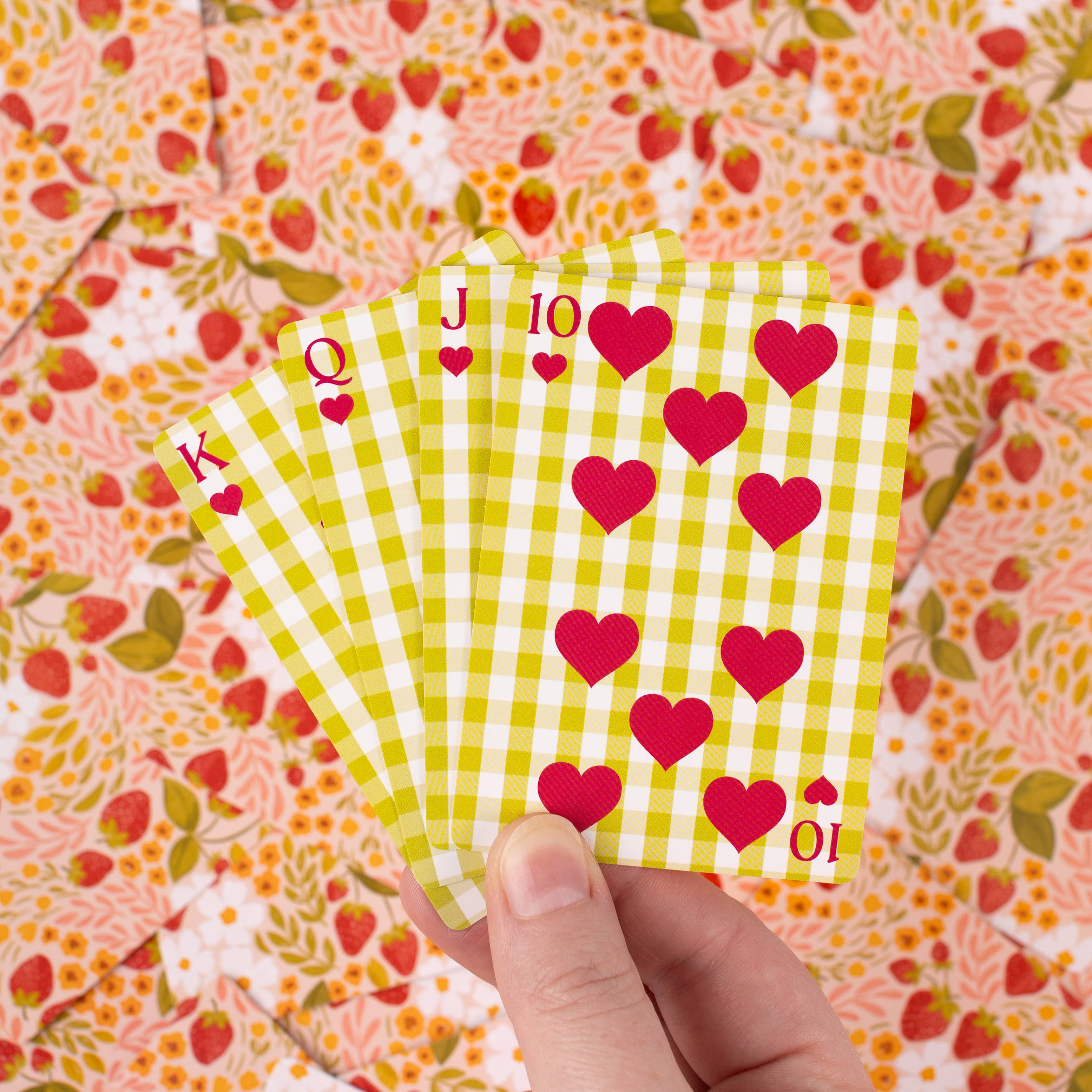 Elyse Breanne Design - Strawberry Patch x Green Gingham Deck of Cards