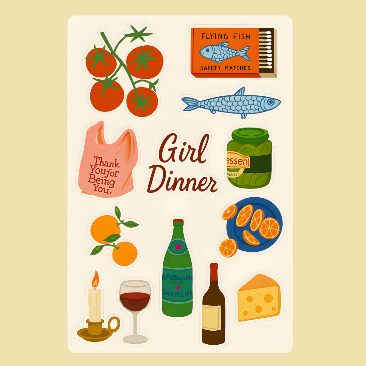 inviting affairs paperie - Girl Dinner Sticker Sheet –  Cottagecore