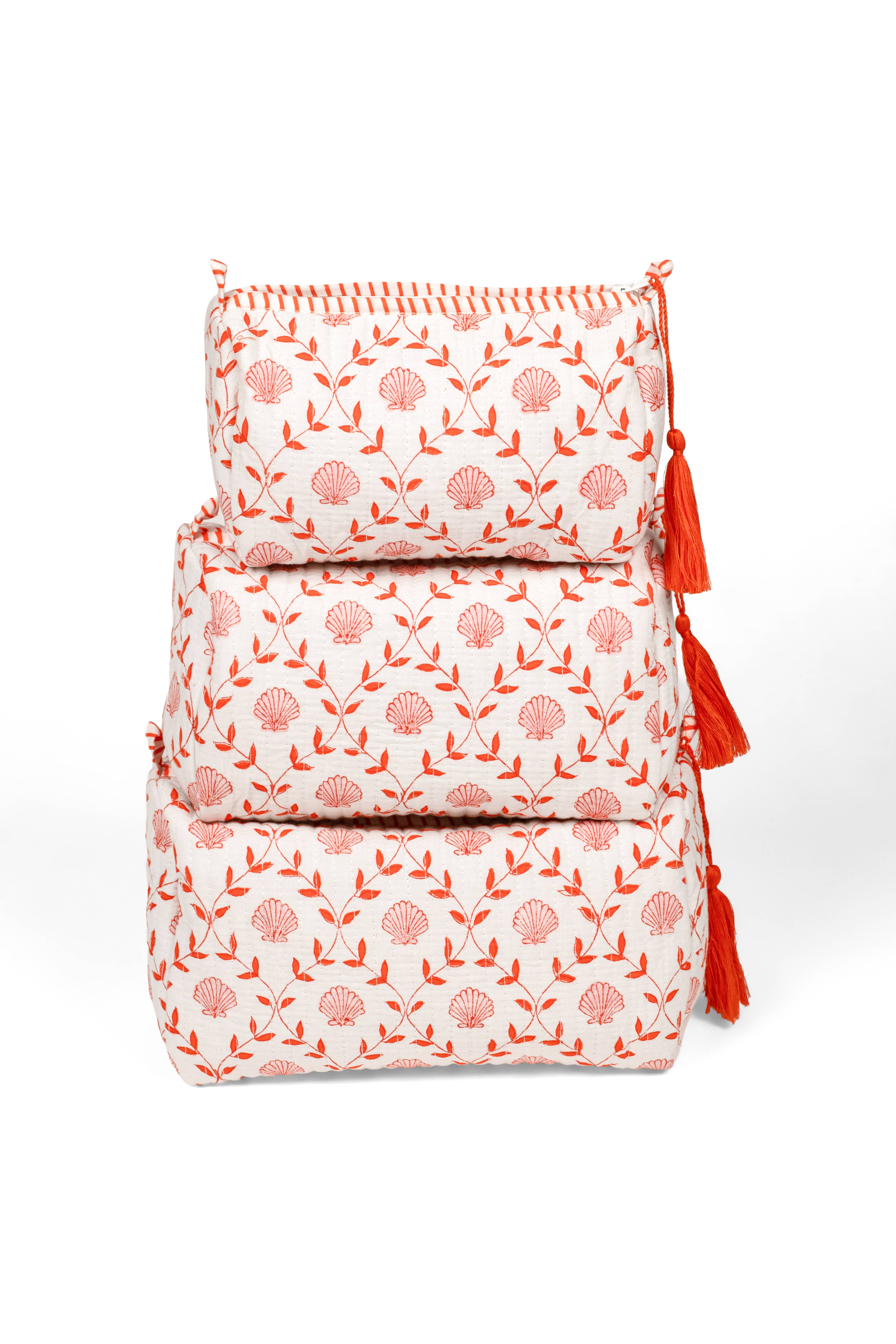 Seashell Blockprint Makeup Bag – Pink Small-Inner Child