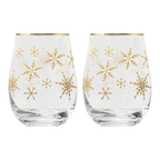 Sweet Water Decor -Snowflakes Stemless Wine Glasses, Boxed Set of 2