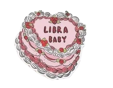 Decorative cake with 'Libra Baby' text on a white background