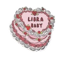 Decorative cake with 'Libra Baby' text on a white background