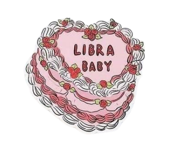 Decorative cake with 'Libra Baby' text on a white background