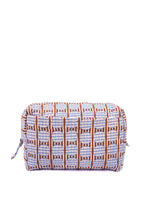 Striped Circles Blockprint Travel Pouch – Brown & Blue Medium-Inner Child