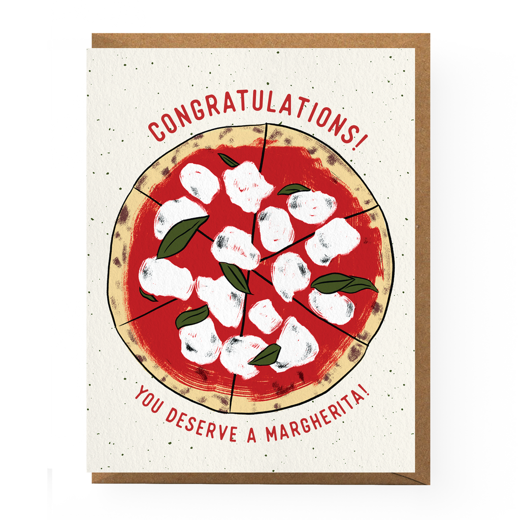 Boss Dotty Paper Co. - Tarjeta de felicitación de pizza margarita