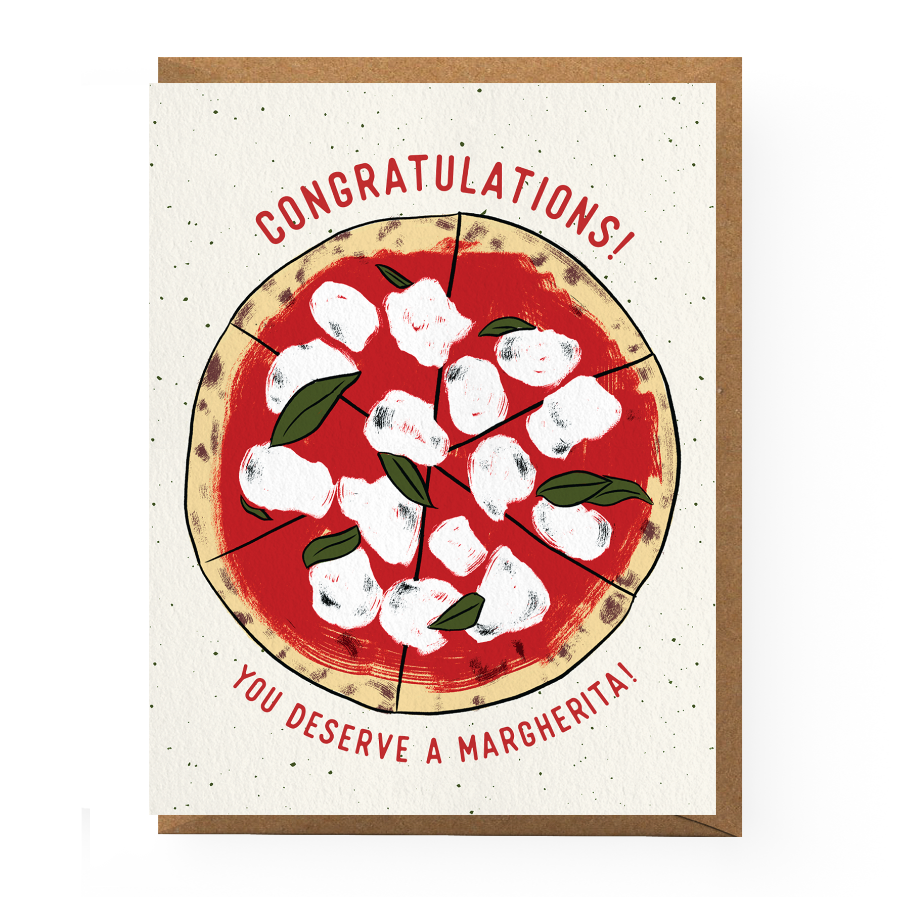 Boss Dotty Paper Co. - Tarjeta de felicitación de pizza margarita