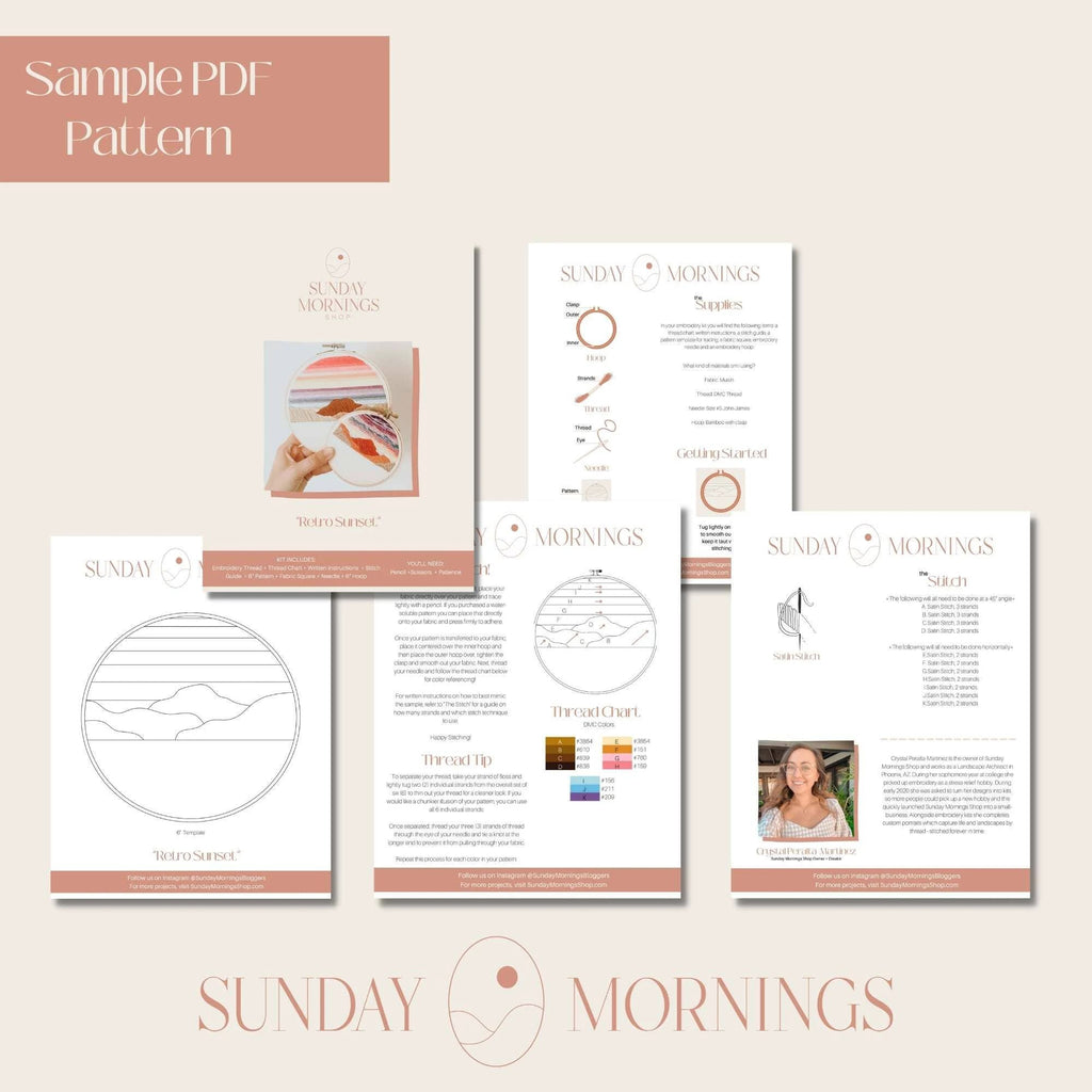 Sunday Mornings Shop LLC - Setting Sunset Embroidery Kit - Beginner Embroidery Kit by Sunday Mornings Shop LLC