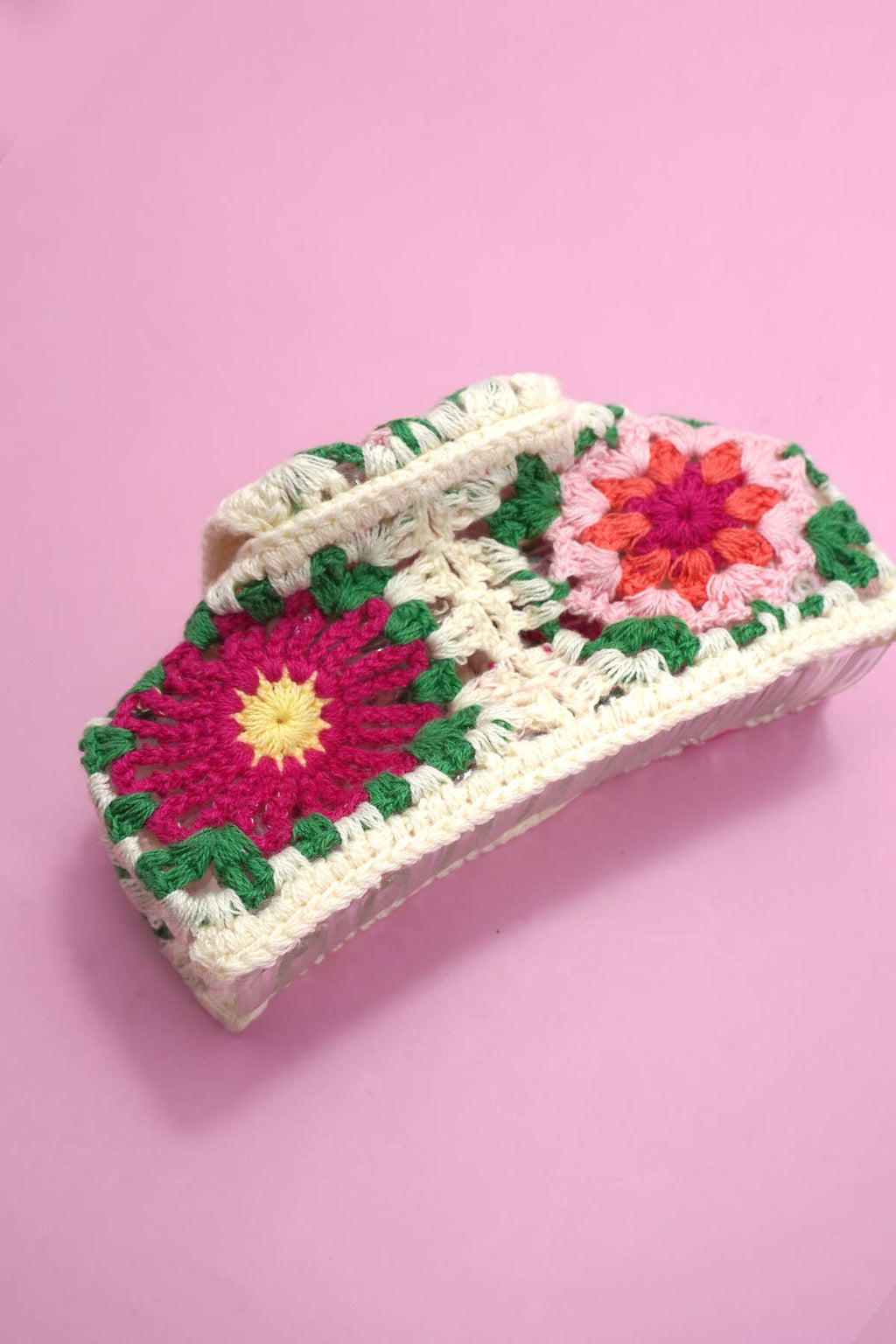 JOSSLYN by wall to wall - Crochet Floral Hair Claw Clip-Ruby