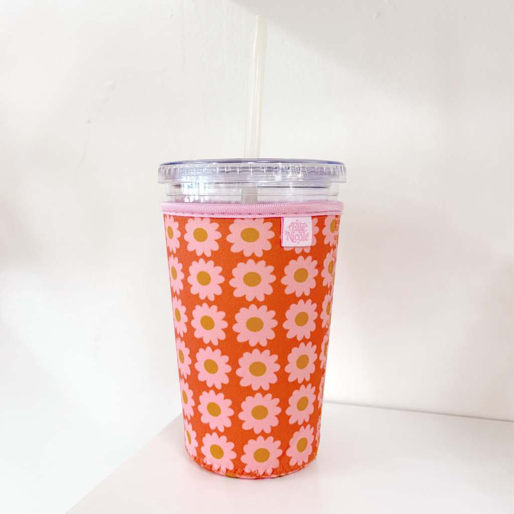Elle Nicole - Coffee Cup Cover - Boho Florals - Iced Drink Sleeve - Large / 24oz