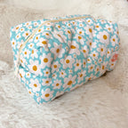 Elle Nicole - Quilted Cosmetic / Pencil Bag - Blue Daisy