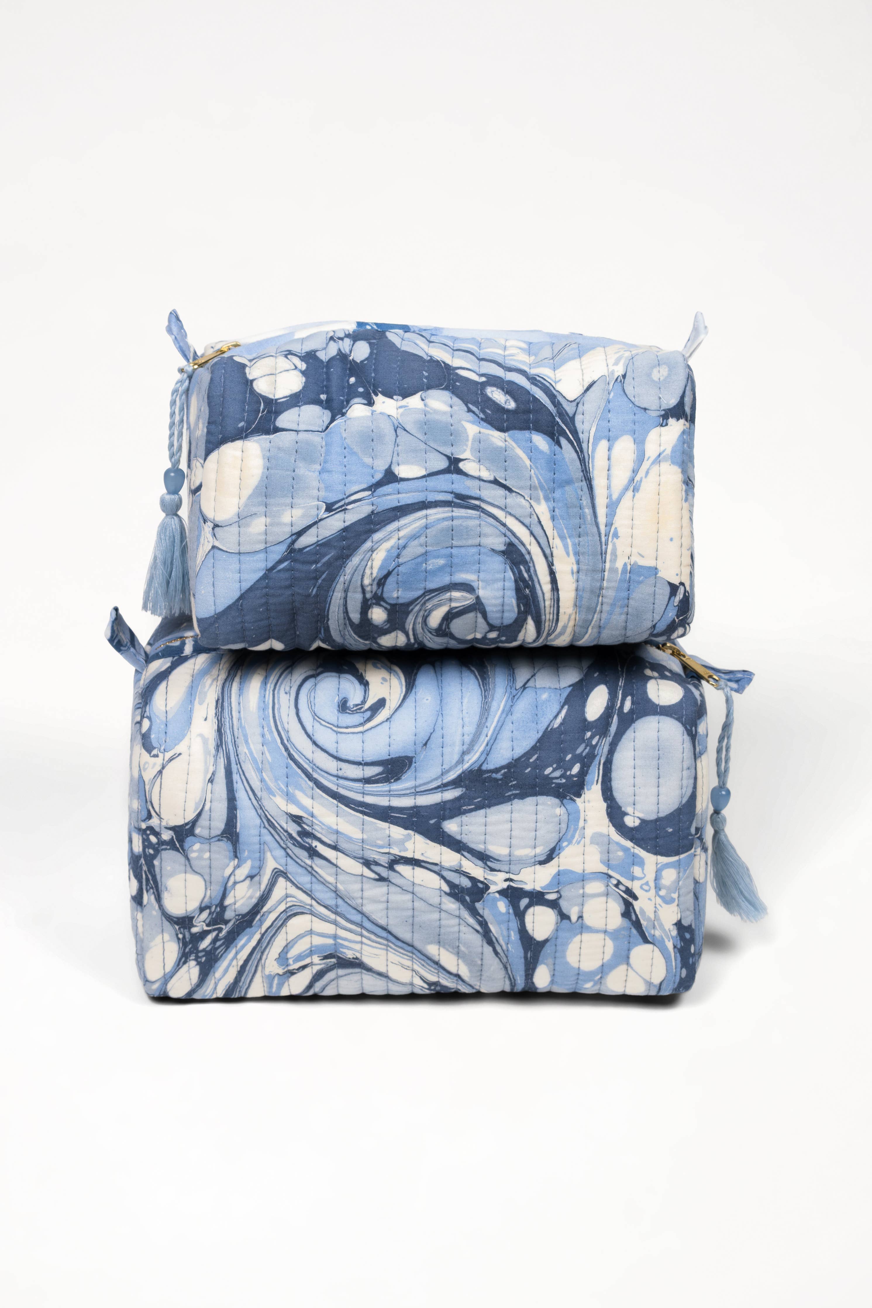 Ocean Wave Hand-Marbled Cosmetic Bag – Small-Inner Child